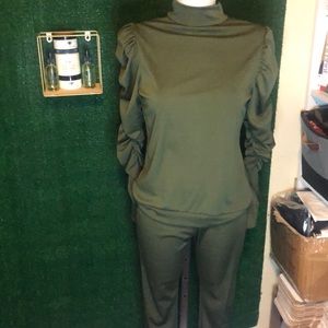 Army green pant set